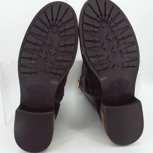 Vince Camuto Verona Dark Roast Shiny Snake Witty 2 Leather Buckle Moto Boots - Picture 9 of 16